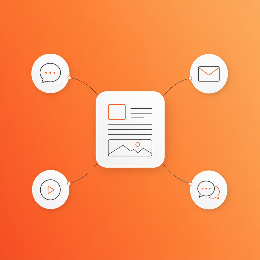 AI content distribution network showing blog posts being routed to LinkedIn, email, and social channels