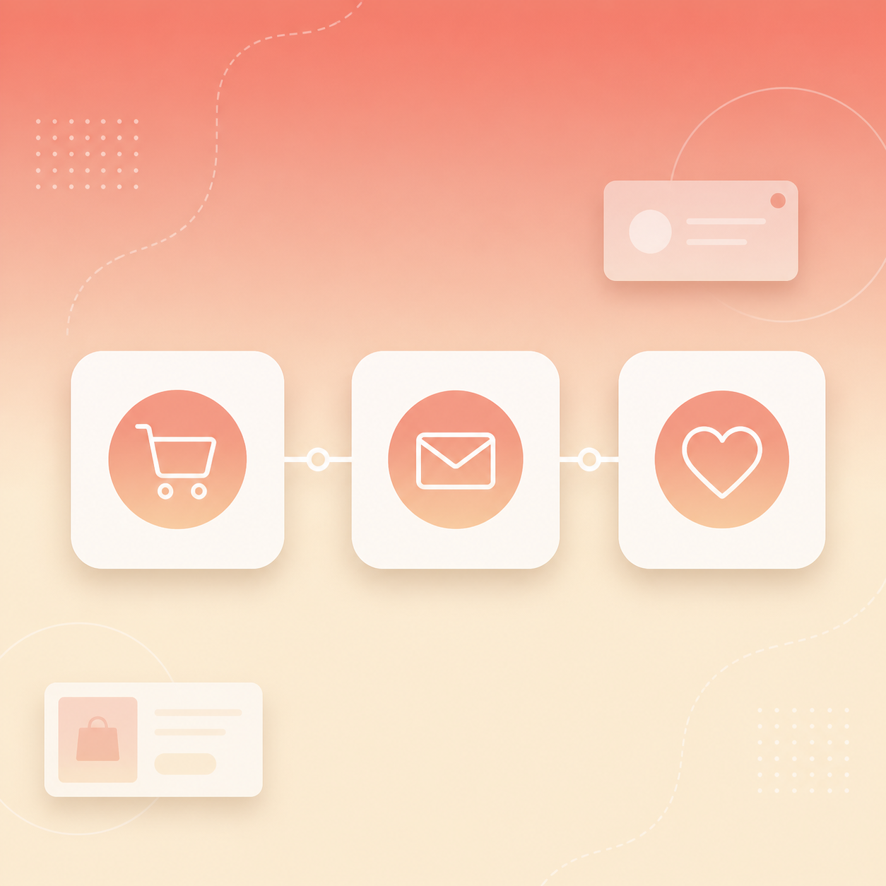 ActiveCampaign and Shopify post-purchase email lifecycle workflow illustration
